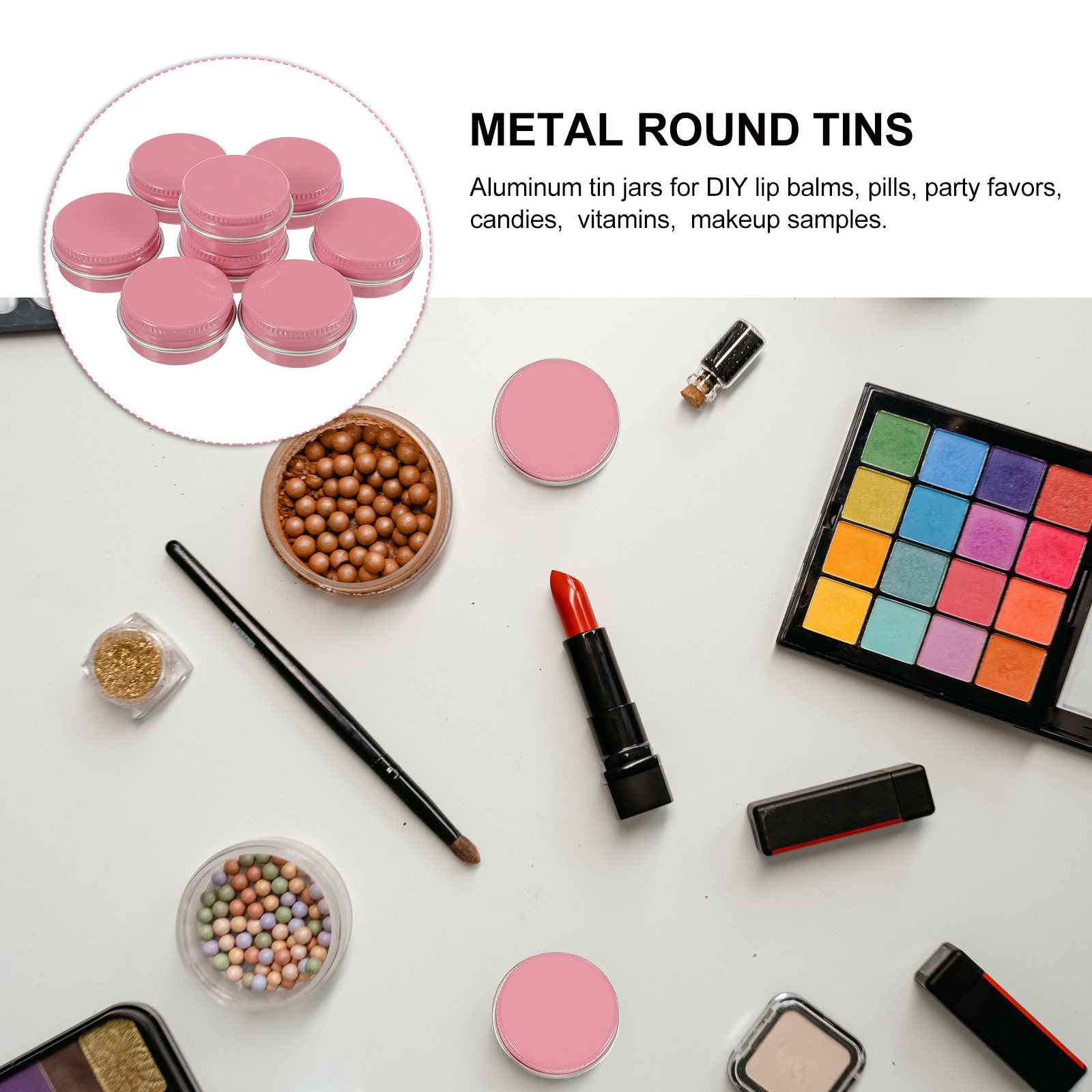 Lip Balm - 8Pcs Round Aluminum Tin Jars Empty
