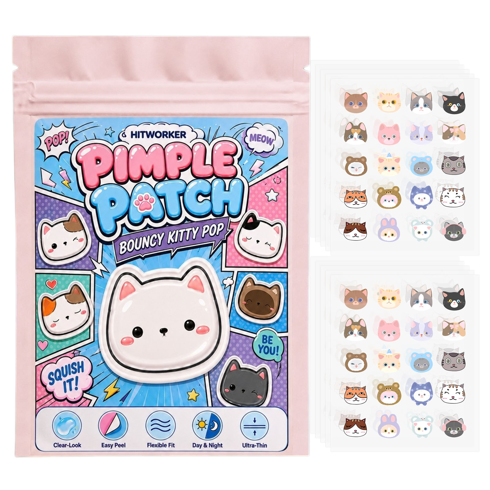 100pcs Cute Cat Pimple Patches - огляд і ціна Night Cream